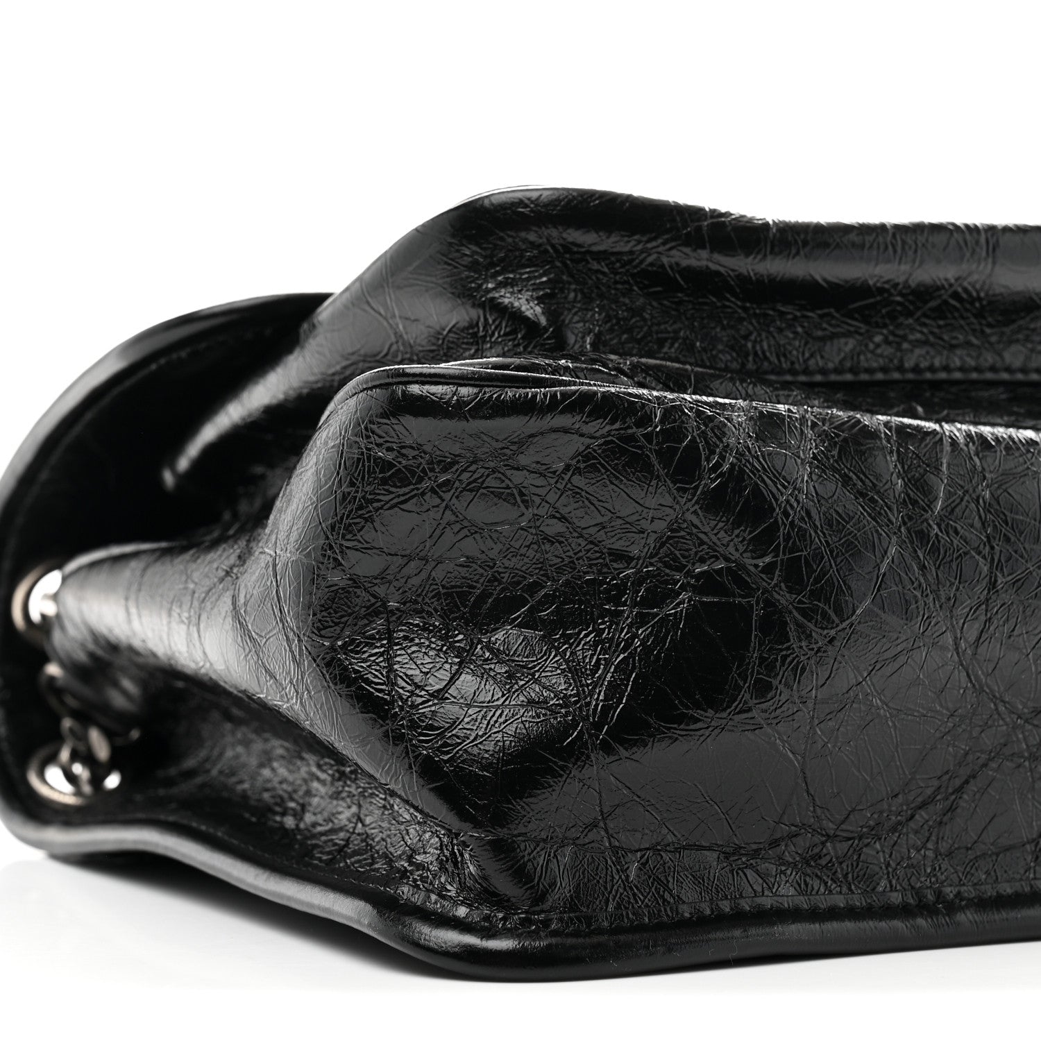 Saint Laurent Niki Medium Chain Satchel Crinkled Calfskin Black