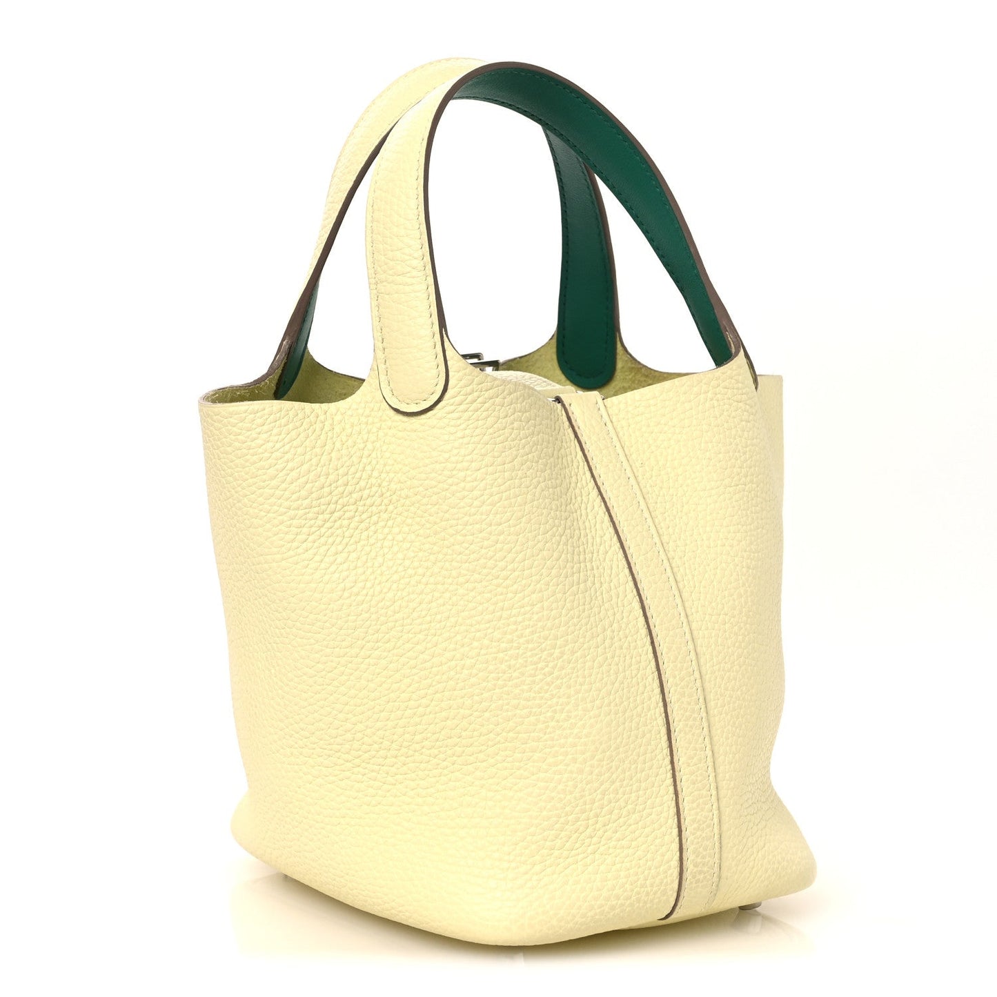Picotin Lock 18 PM Handbag Two-Tone Calfskin Leather Jaune Milton Vert Vertigo