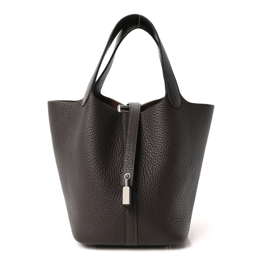 Picotin Lock 18 PM Tote Taurillon Clemence Leather Ebene