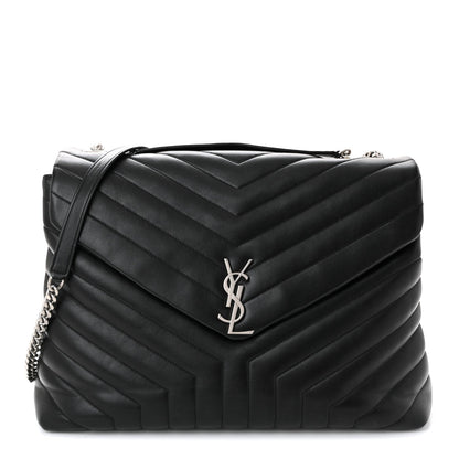 Saint Laurent Loulou Quilted Monogram Large Chain Satchel Black