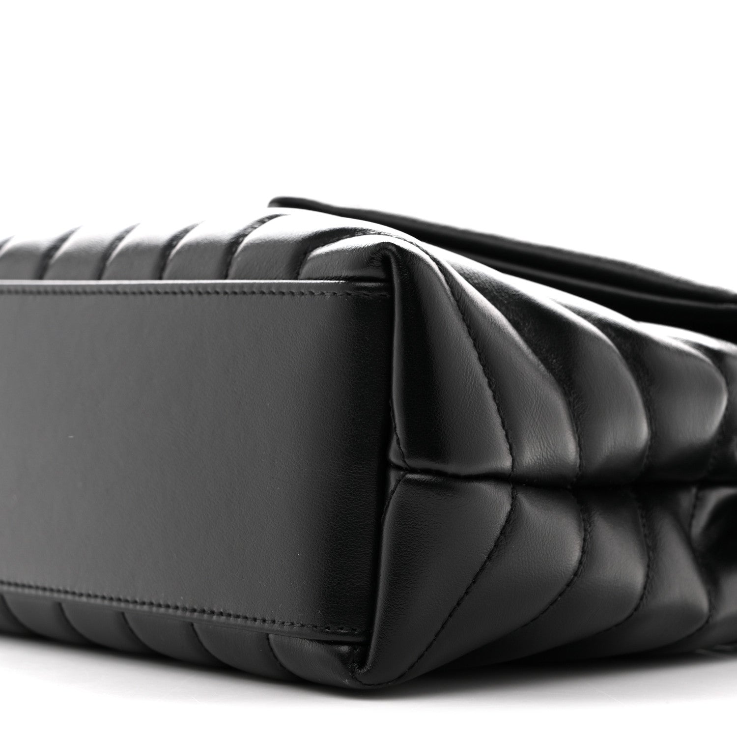 Saint Laurent Loulou Small Chevron Quilted Calfskin Chain Satchel Black