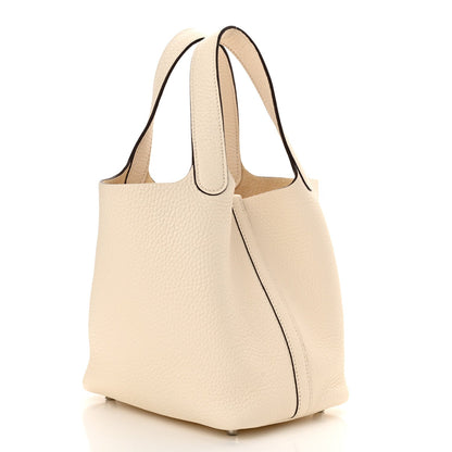 Clemence Picotin Lock 18 PM Nata Leather Handbag