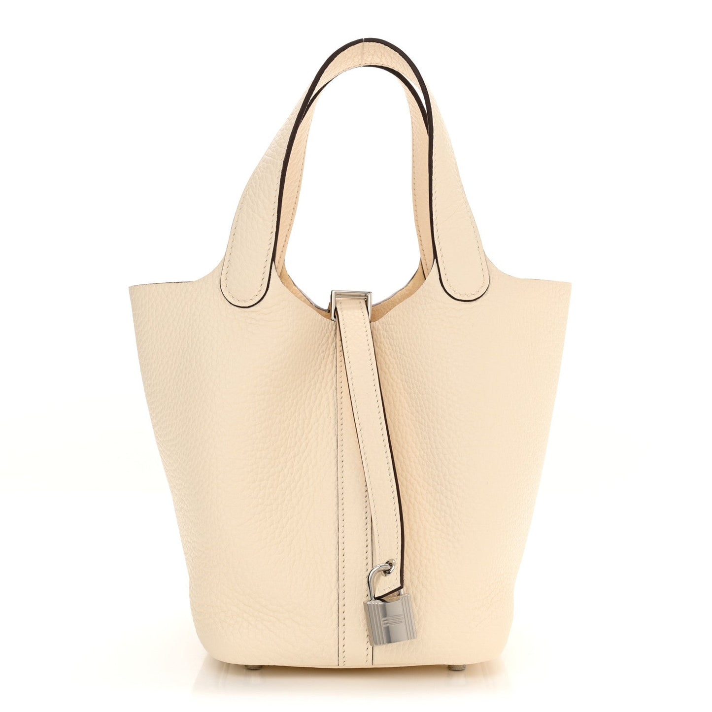 Clemence Picotin Lock 18 PM Nata Leather Handbag