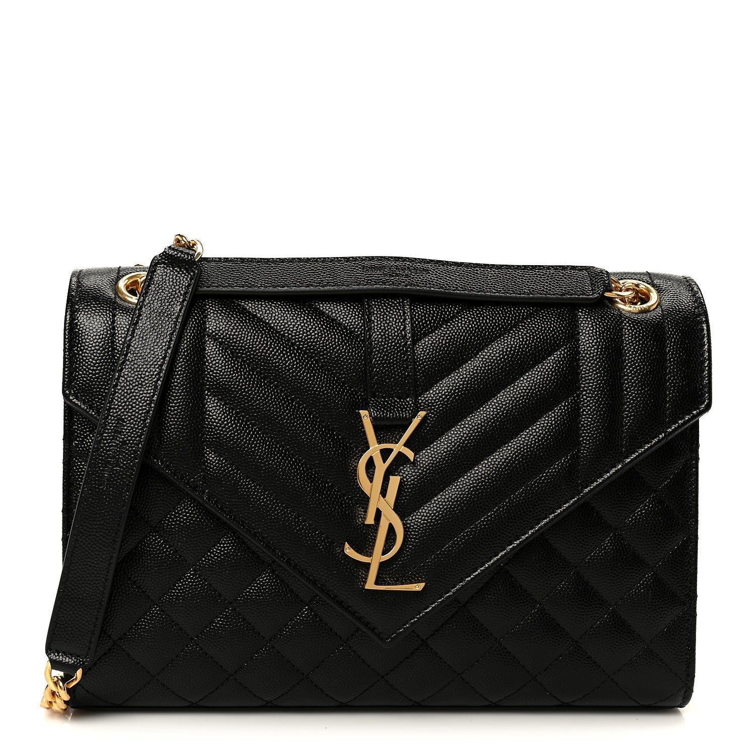 Saint Laurent Grain De Poudre Textured Mixed Matelasse Triquilt Medium Monogram Satchel Black