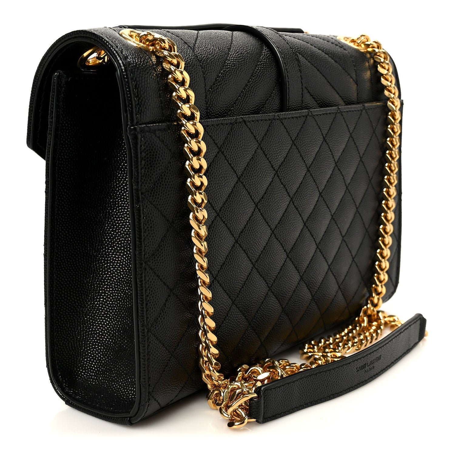 Saint Laurent Grain De Poudre Textured Mixed Matelasse Triquilt Medium Monogram Satchel Black