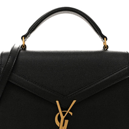 Saint Laurent Grain De Poudre Mini Classic Monogram Cassandra Top Handle Black