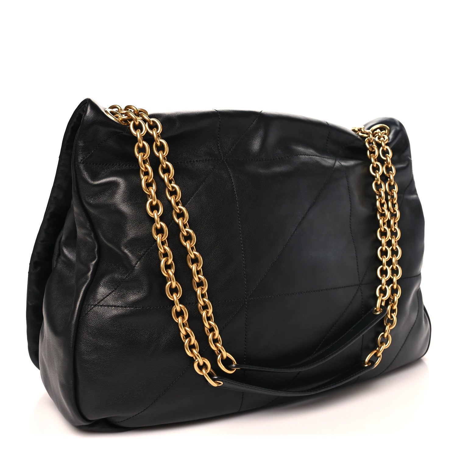 Saint Laurent Lambskin Matelasse Monogram Large Shoulder Bag Black