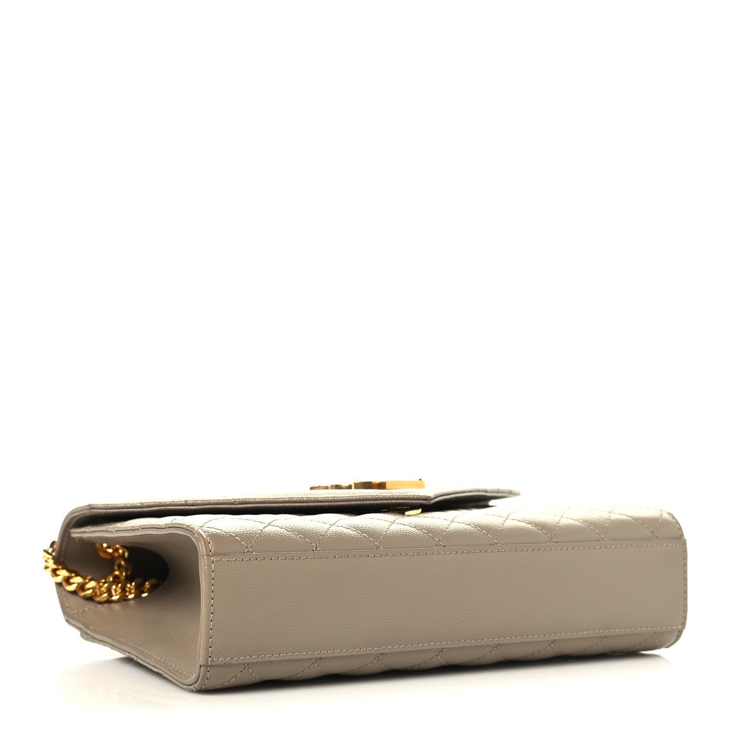 Saint Laurent Grain de Poudre Matelasse Medium Triquilt Satchel Dusty Grey