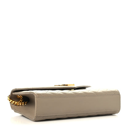 Saint Laurent Grain de Poudre Matelasse Medium Triquilt Satchel Dusty Grey