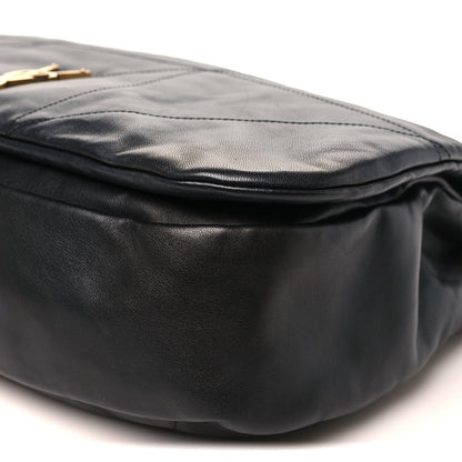 Saint Laurent Lambskin Matelasse Monogram Large Shoulder Bag Black