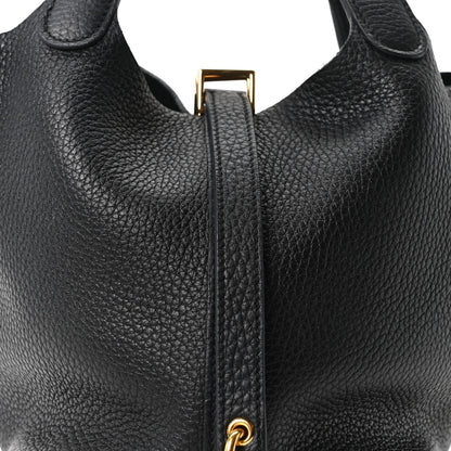 Taurillon Clemence Leather Tote Bag 18 PM Black