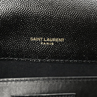 Saint Laurent Grain De Poudre Textured Mixed Matelasse Triquilt Medium Monogram Satchel Black