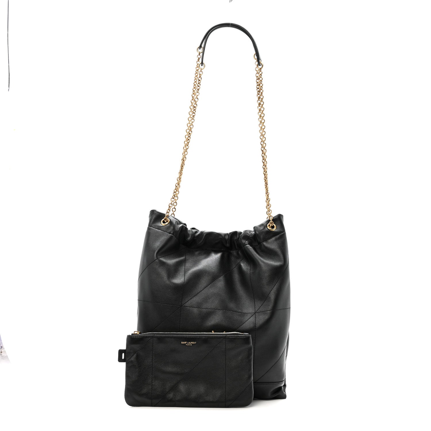 Saint Laurent Lambskin Matelasse Monogram Medium Jamie 4.3 Pochon Black