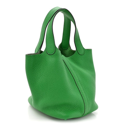 Picotin Lock 18 PM Tote Bag Taurillon Clemence Leather Bambou