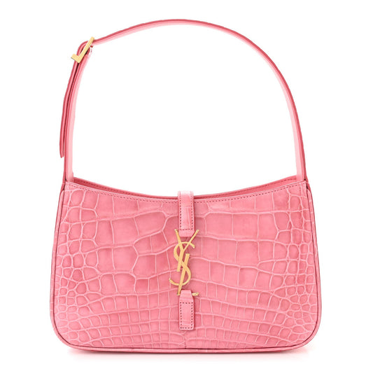 Saint Laurent LE 5 A 7 Alligator Hobo Bag Pink
