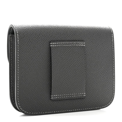 Constance slim wallet exterior back with card pocket and contrast stitching