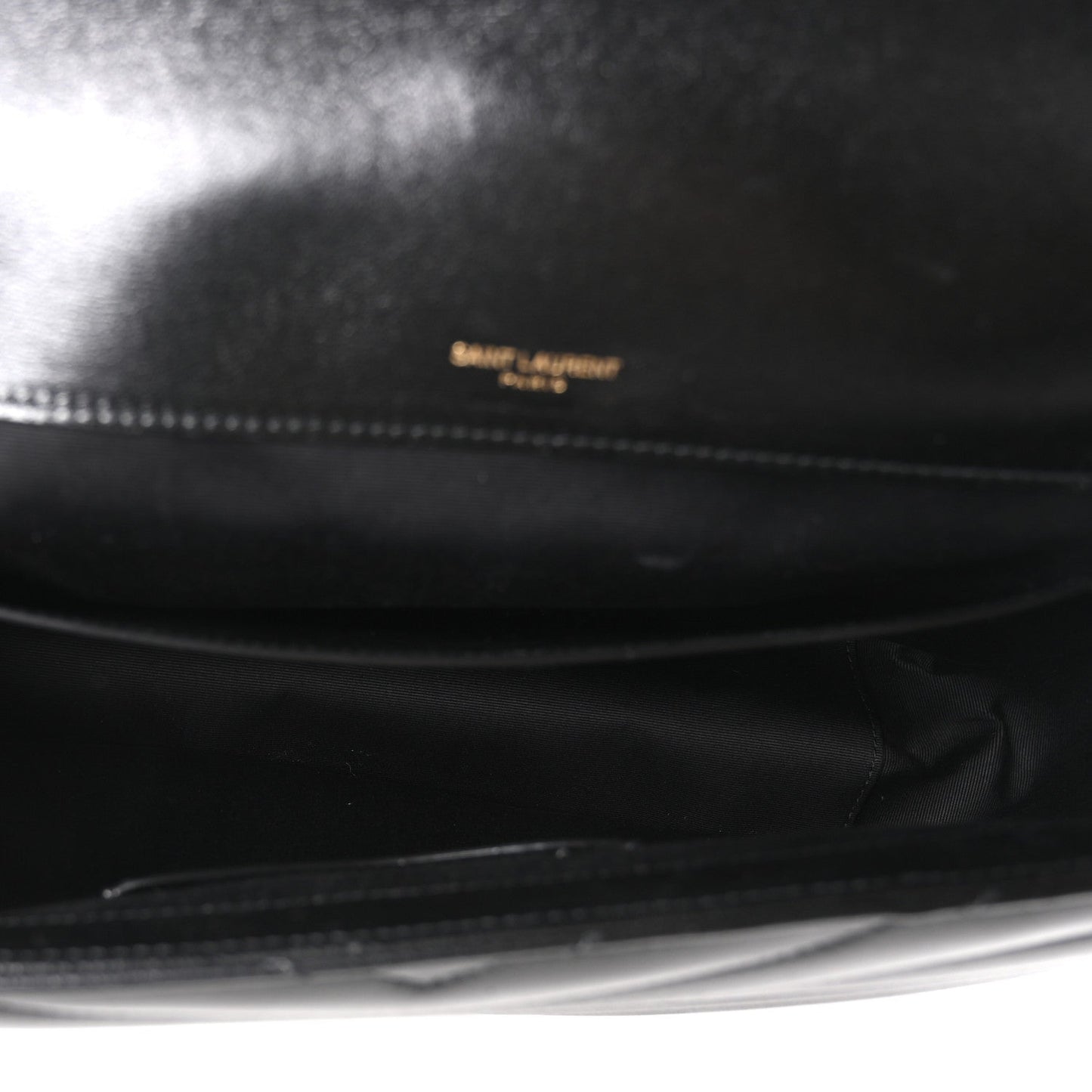 Saint Laurent Lambskin Chevron Quilted Large Loulou Shoulder Bag Black