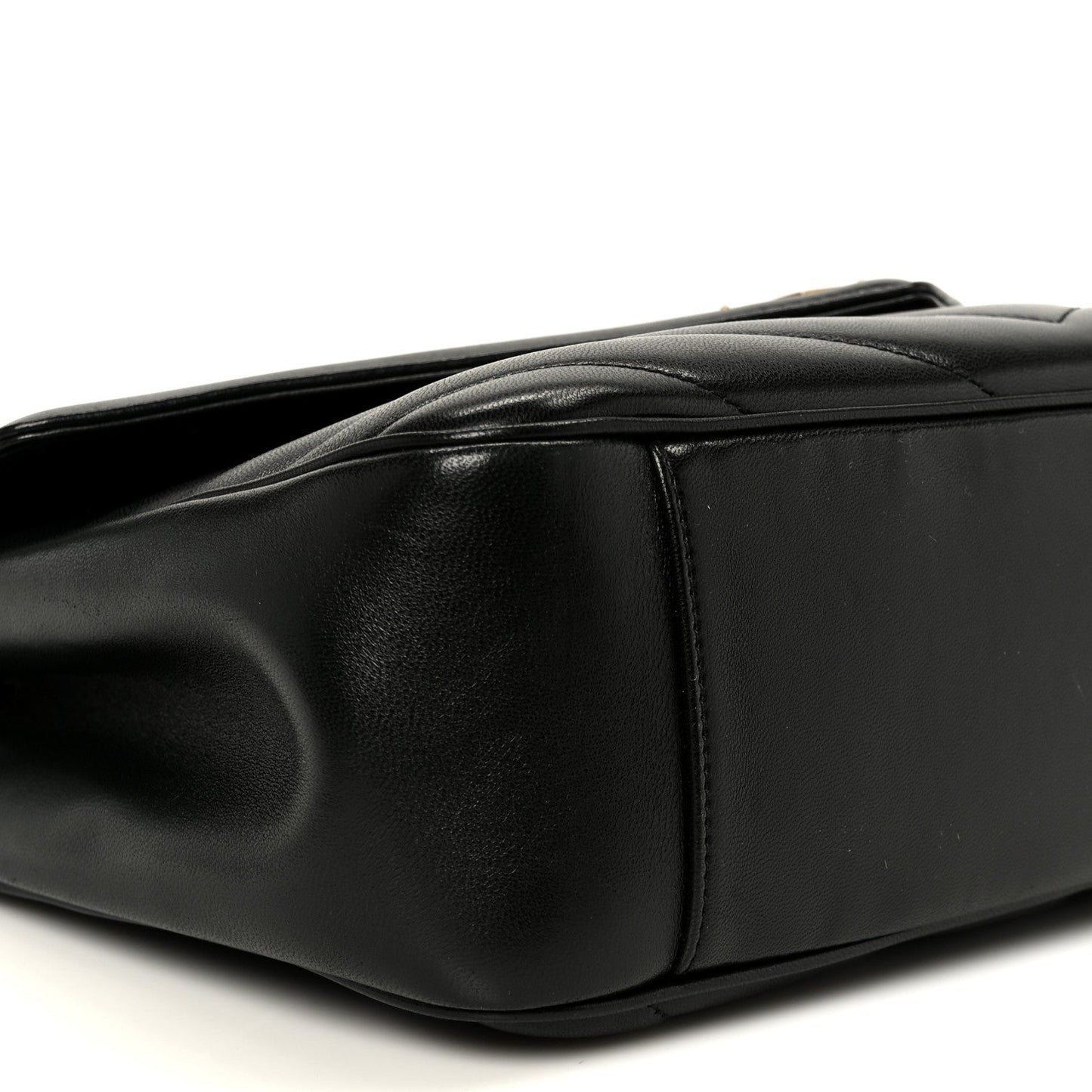 Saint Laurent Lambskin Chevron Quilted Large LouLou Shoulder Bag Black