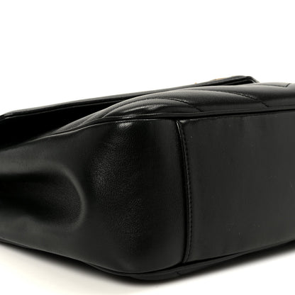 Saint Laurent Lambskin Chevron Quilted Large LouLou Shoulder Bag Black