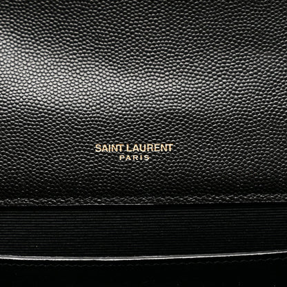 Saint Laurent Grain De Poudre Mixed Matelasse Triquilt Medium Monogram Satchel Black