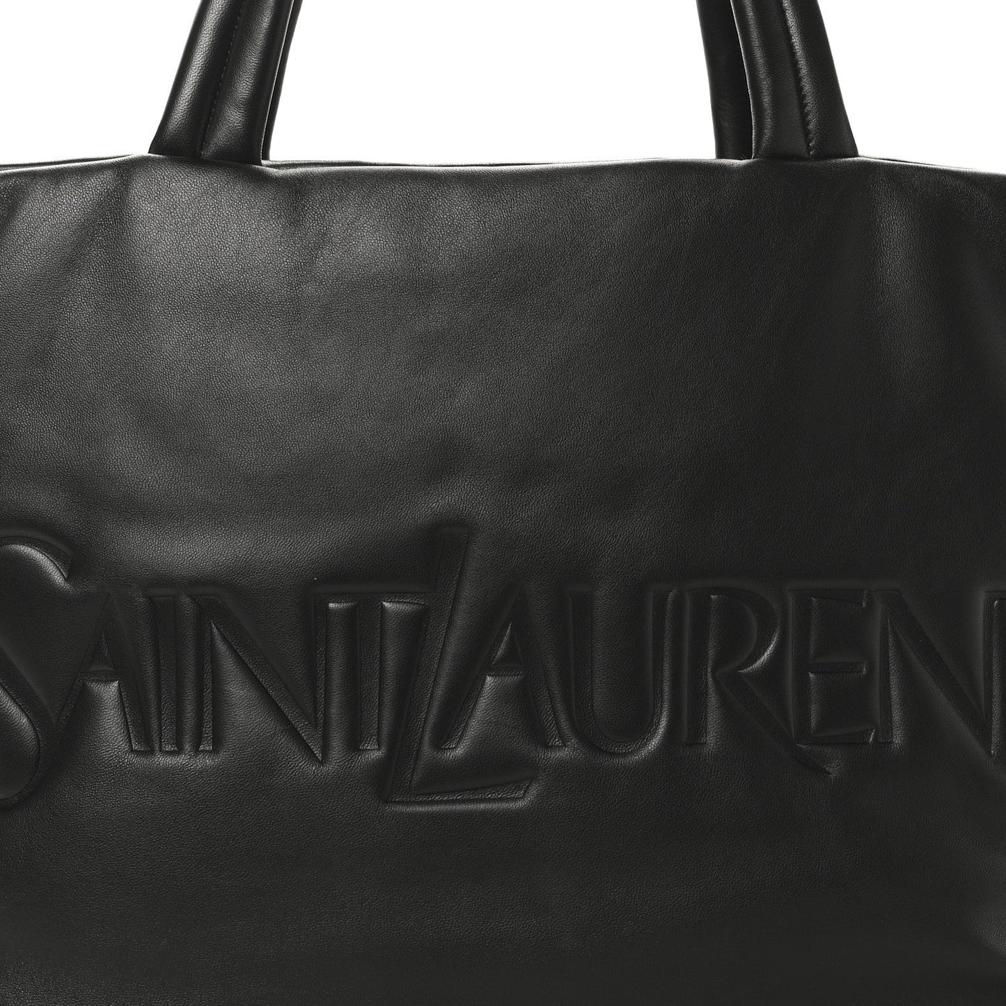 SAINT LAURENT Lambskin Wide Puffer Tote Black