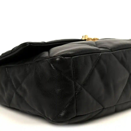 Chanel 19 Large Flap Bag in Black Quilted Goatskin Leather - NEESTRA