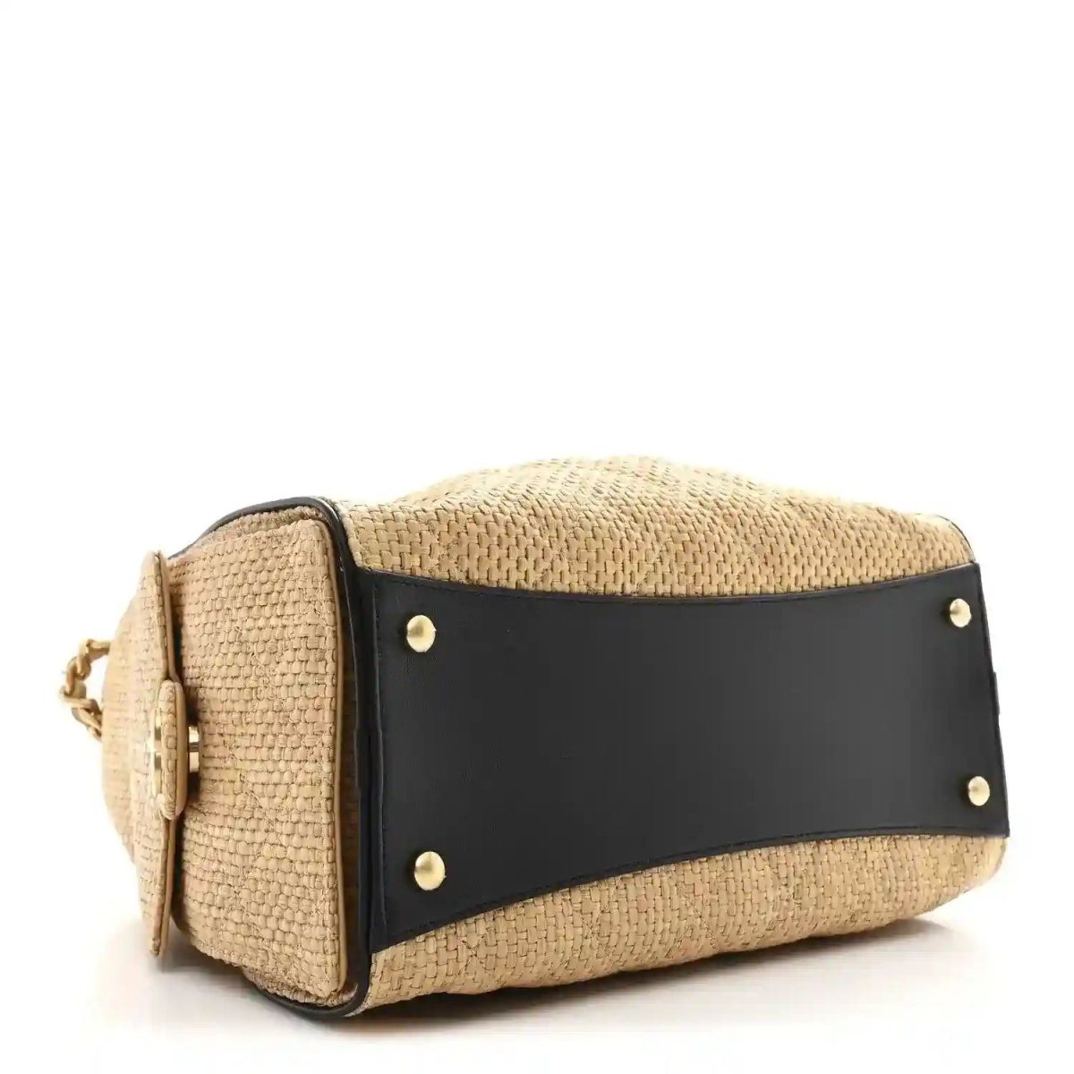 Chanel 25 Handbag in Braided Raffia and Calfskin Beige Black - NEESTRA