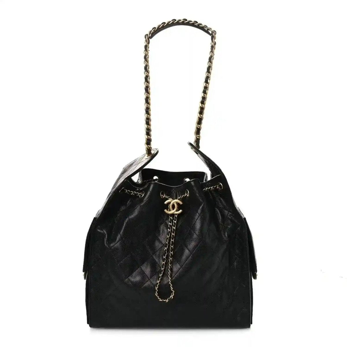 Chanel Black Caviar Leather Quilted Medium Classic Flap Handbag - NEESTRA