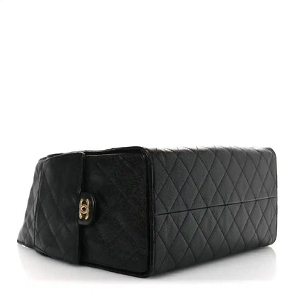 Chanel Black Caviar Leather Quilted Medium Classic Flap Handbag - NEESTRA