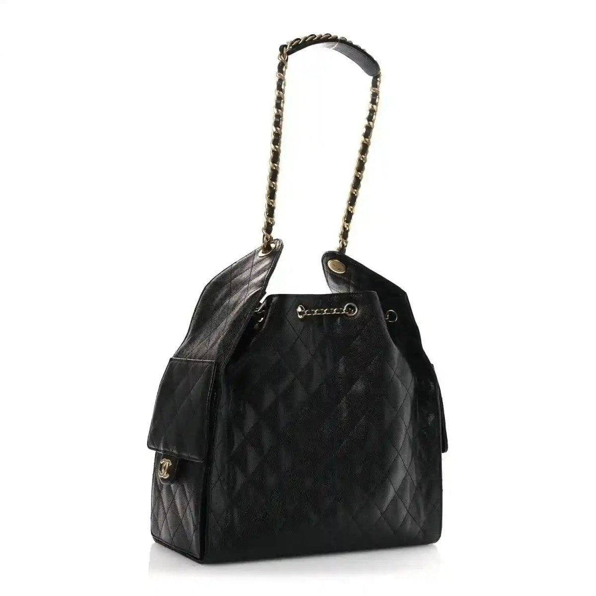 Chanel Black Caviar Leather Quilted Medium Classic Flap Handbag - NEESTRA