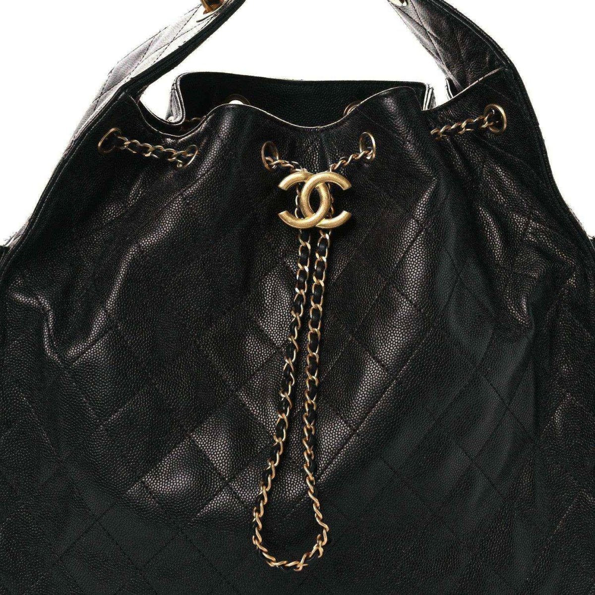 Chanel Black Caviar Leather Quilted Medium Classic Flap Handbag - NEESTRA