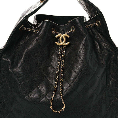 Chanel Black Caviar Leather Quilted Medium Classic Flap Handbag - NEESTRA
