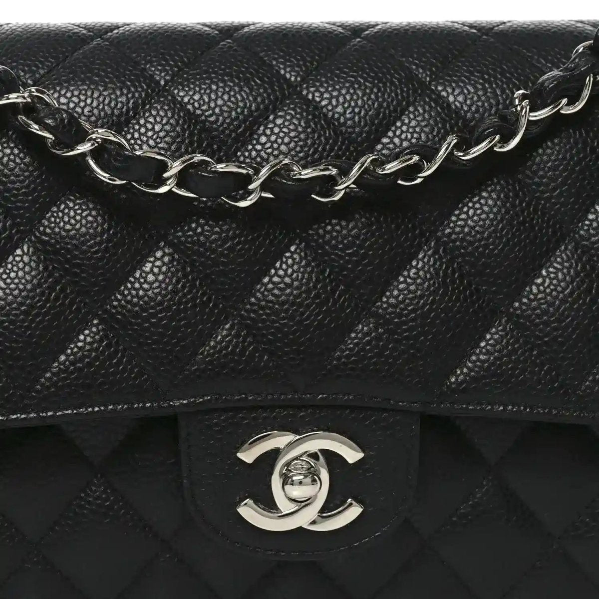 Chanel Black Caviar Quilted Leather Medium Double Flap Bag - NEESTRA