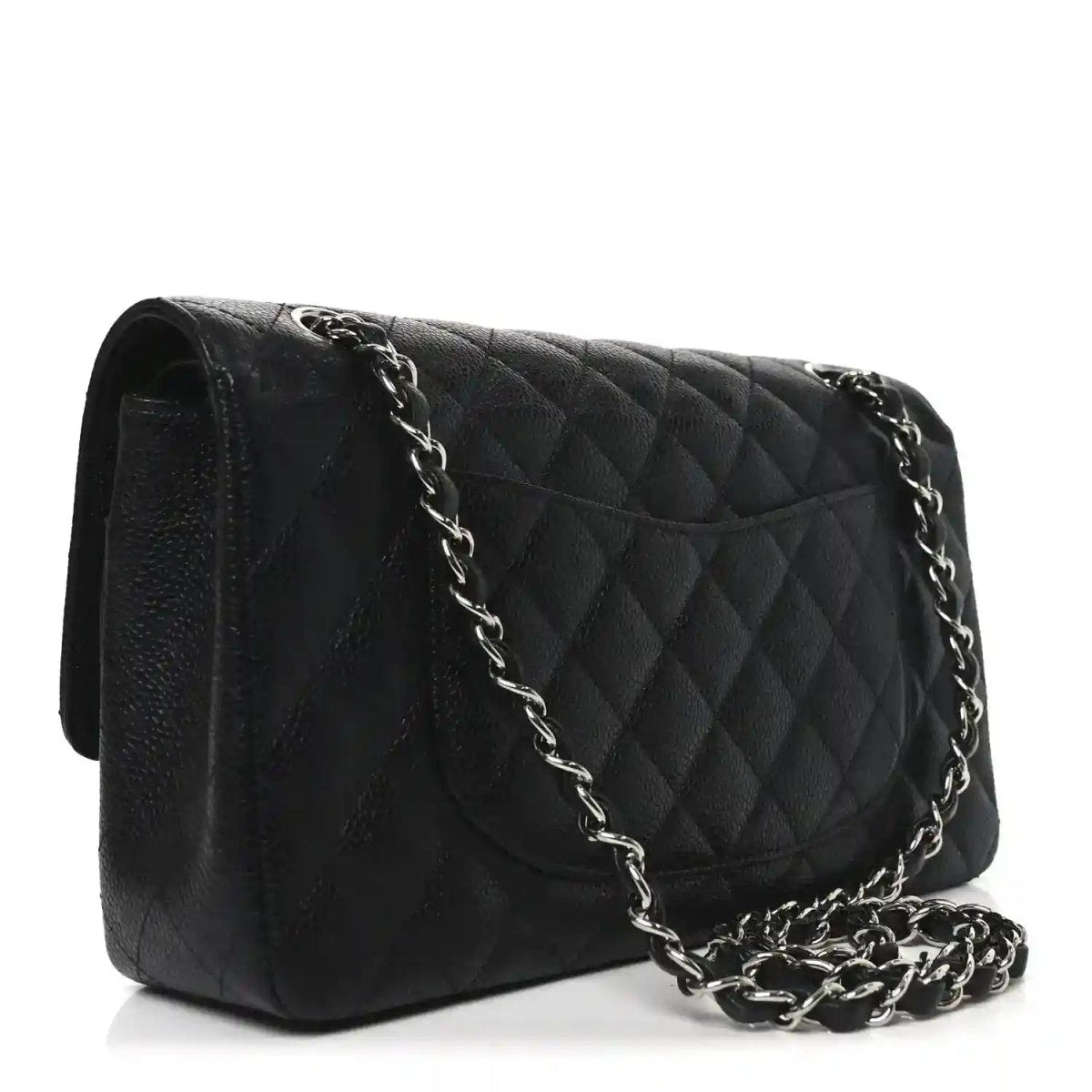 Chanel Black Caviar Quilted Leather Medium Double Flap Bag - NEESTRA