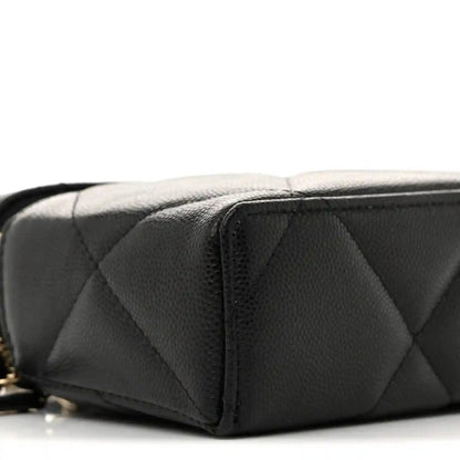 Chanel Black Caviar Quilted Leather Slim Vanity With Gold Chain - NEESTRA
