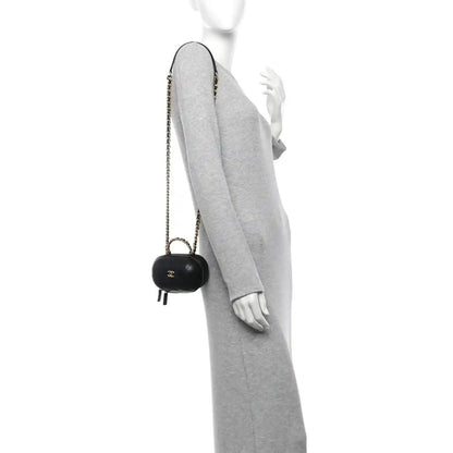 Chanel Black Lambskin Quilted CC Bubble Vanity Chain Case - NEESTRA