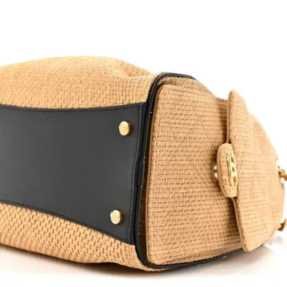 Chanel Braided Raffia Quilted Small 25 Handbag Beige Black - NEESTRA