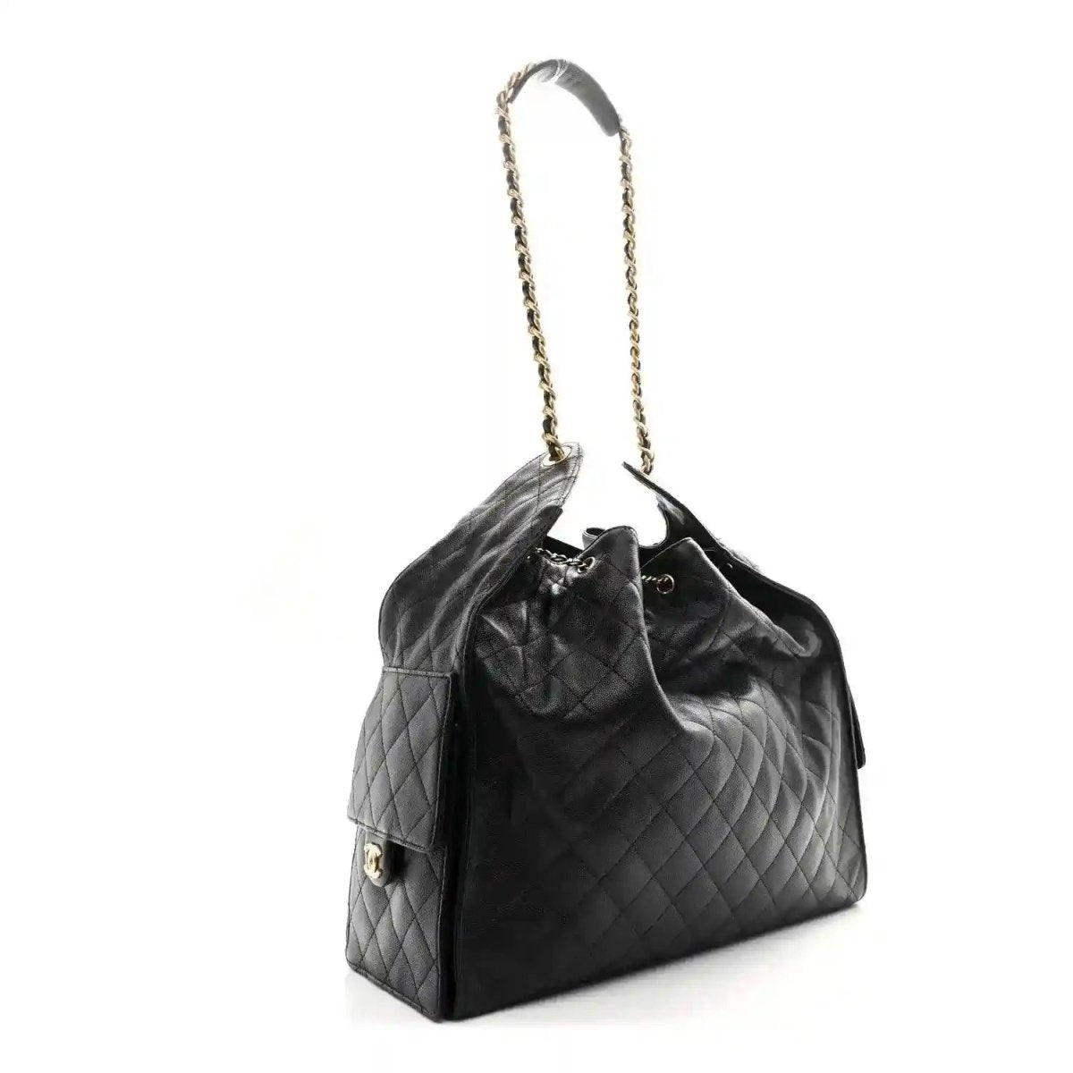 Chanel Caviar Quilted Large 25 Handbag in Black Gold Hardware - NEESTRA
