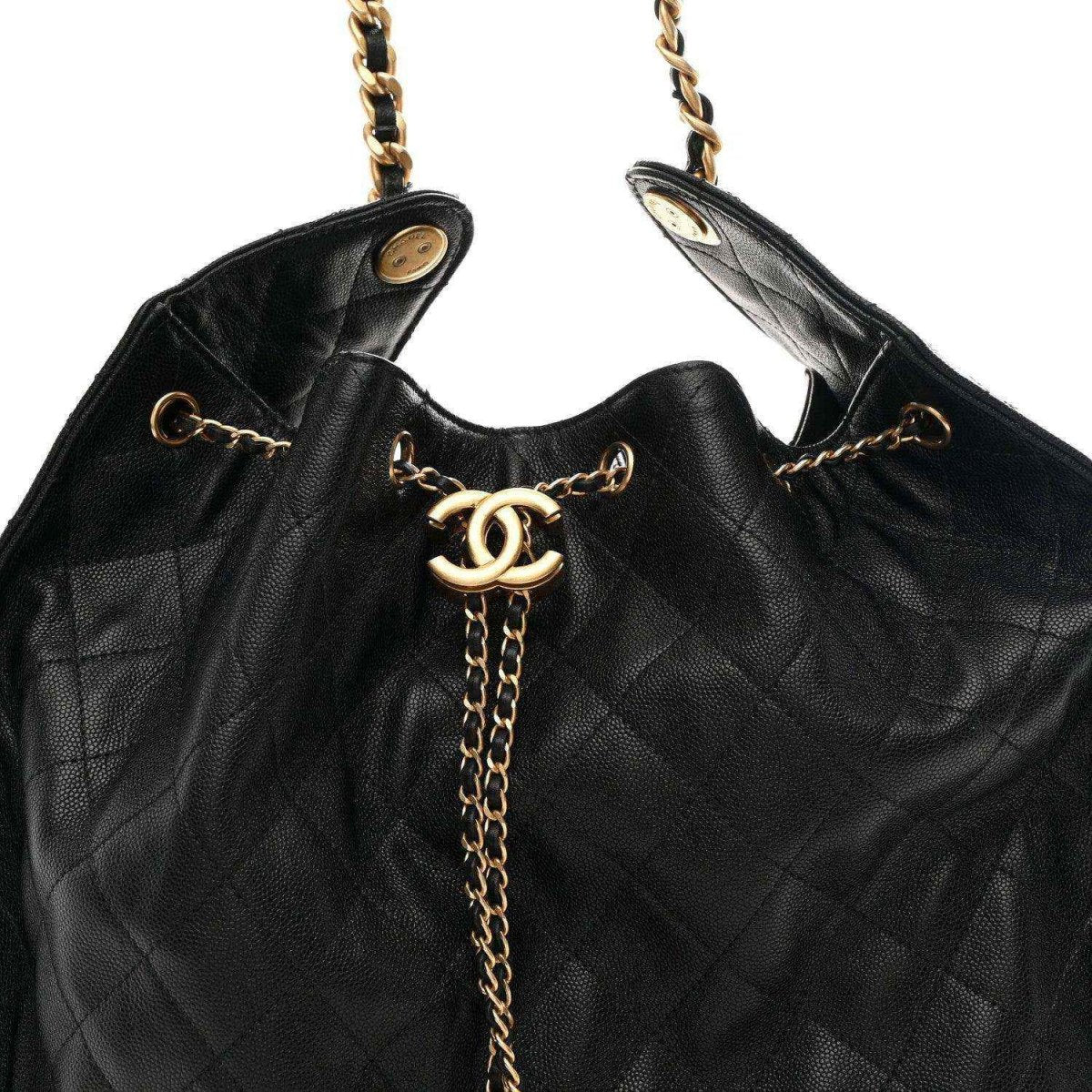 Chanel Caviar Quilted Large 25 Handbag in Black Gold Hardware - NEESTRA