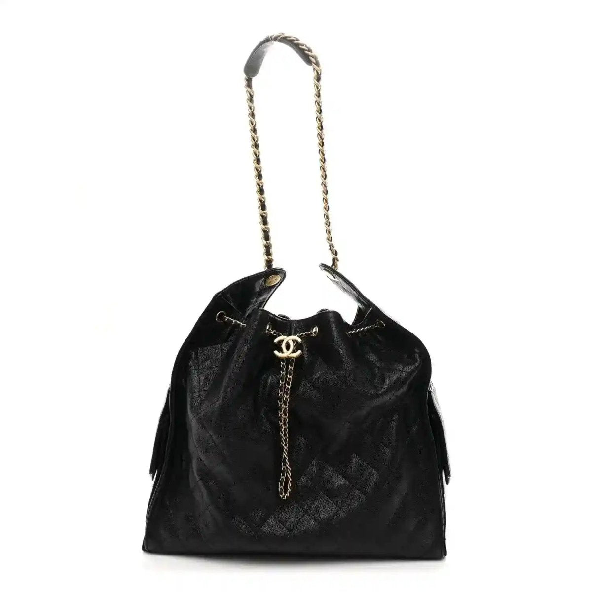 Chanel Caviar Quilted Large 25 Handbag in Black Gold Hardware - NEESTRA