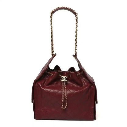 Chanel Caviar Quilted Medium 25 Classic Flap Bag Burgundy Gold - NEESTRA