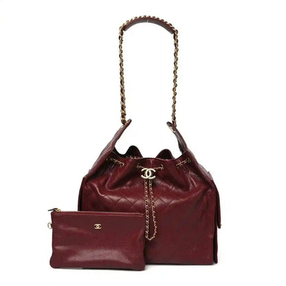 Chanel Caviar Quilted Medium 25 Classic Flap Bag Burgundy Gold - NEESTRA