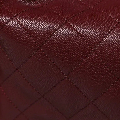 Chanel Caviar Quilted Medium 25 Classic Flap Bag Burgundy Gold - NEESTRA