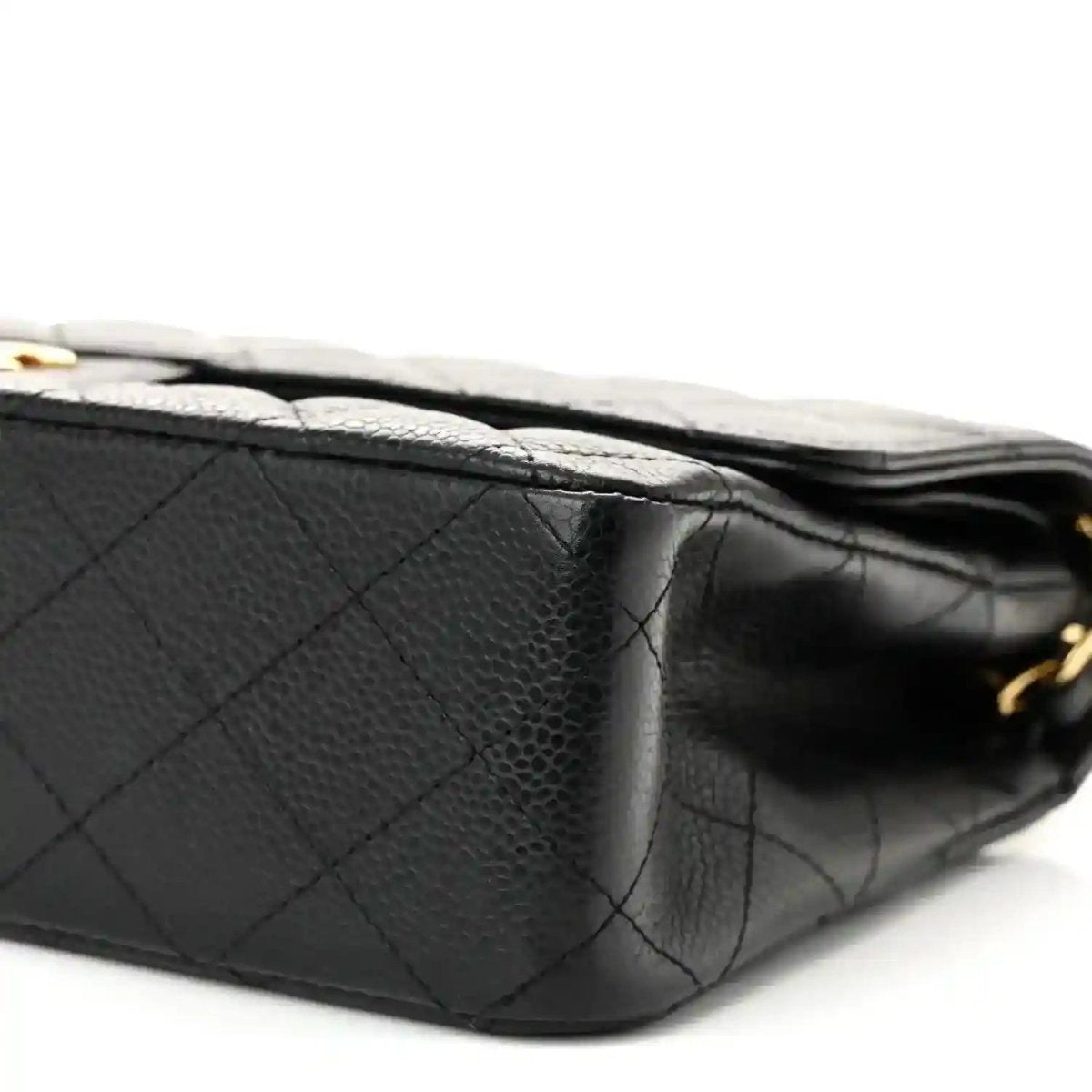 Chanel Caviar Quilted Medium Double Flap Bag Black Gold - NEESTRA