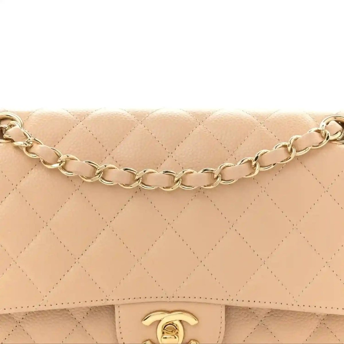 Chanel Caviar Quilted Medium Double Flap Bag in Beige - NEESTRA