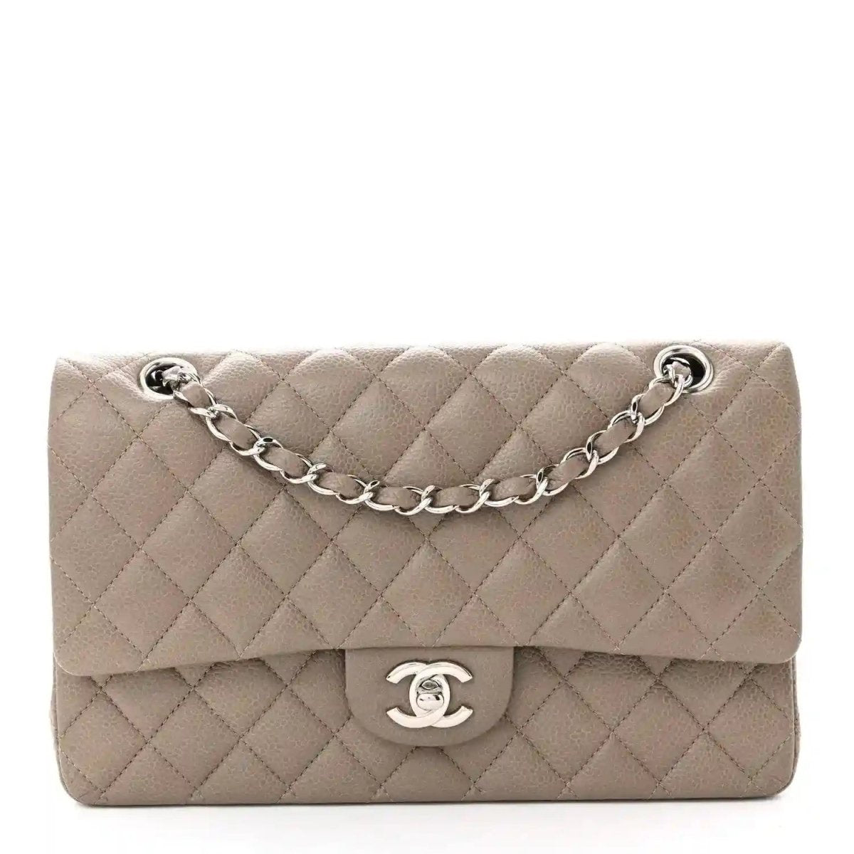 Chanel Caviar Quilted Medium Double Flap Bag in Taupe - NEESTRA