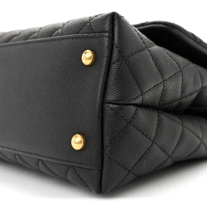 Chanel Caviar Quilted Small Coco Handle Flap Bag Black - NEESTRA