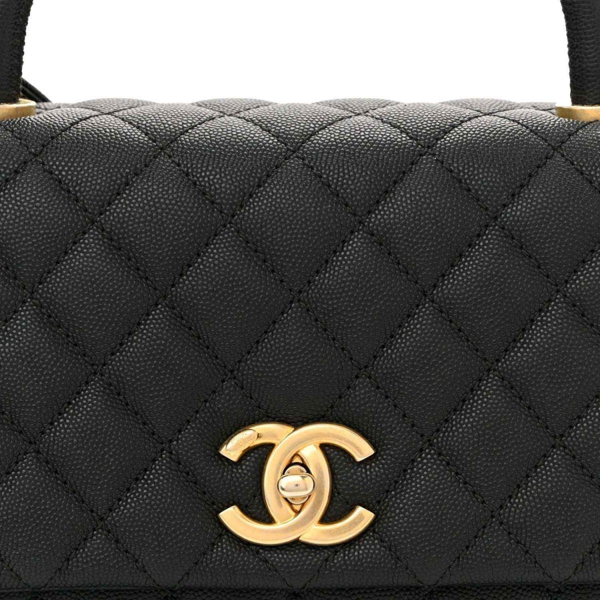 Chanel Caviar Quilted Small Coco Handle Flap Bag Black - NEESTRA