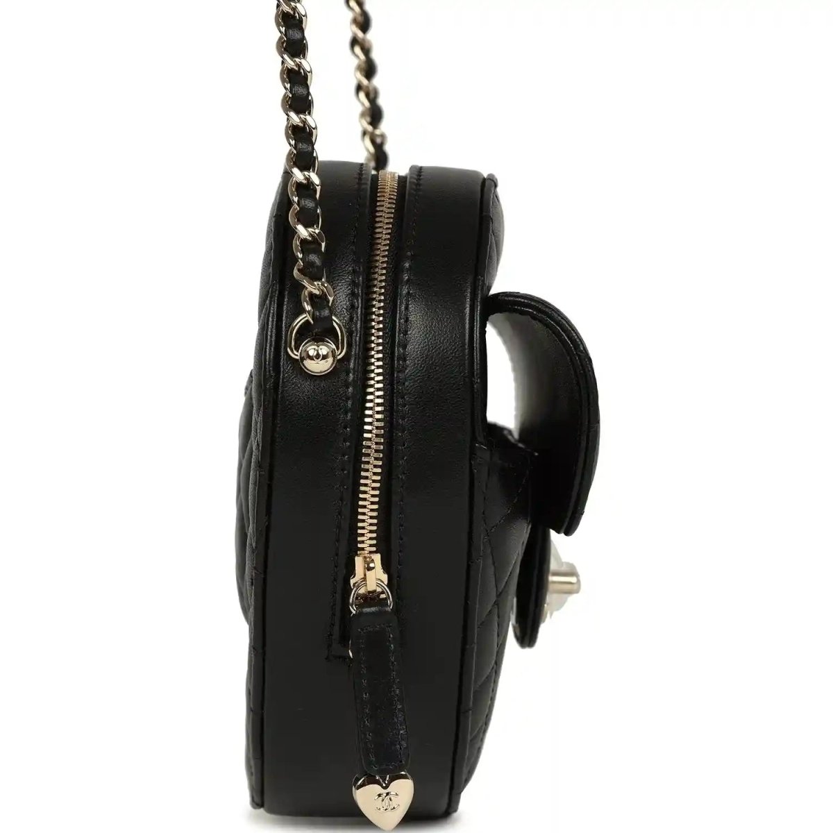 Chanel CC In Love Large Heart Bag in Black Lambskin - NEESTRA