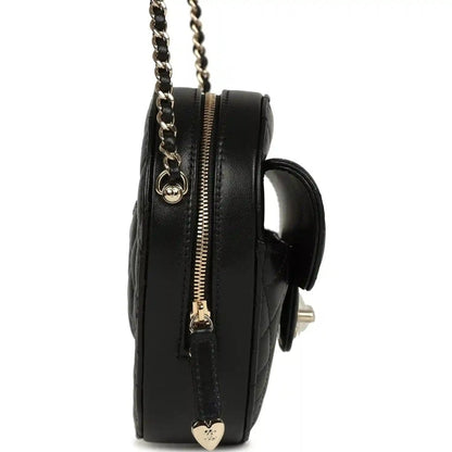 Chanel CC In Love Large Heart Bag in Black Lambskin - NEESTRA